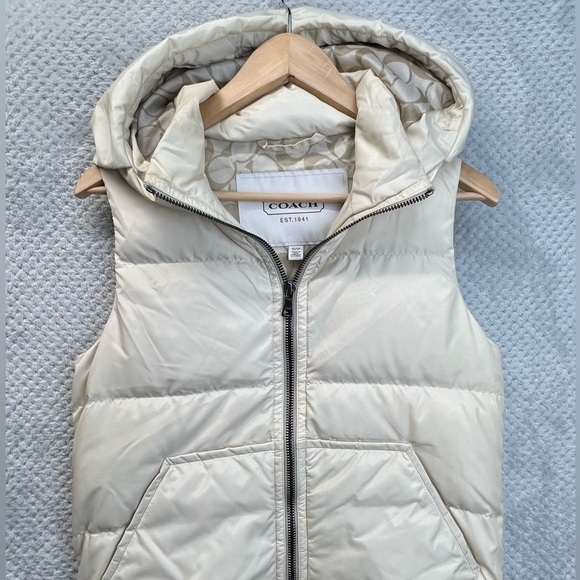 Coach Puffer Vest Ivory Cream Women’s Extra Small - Picture 1 of 16